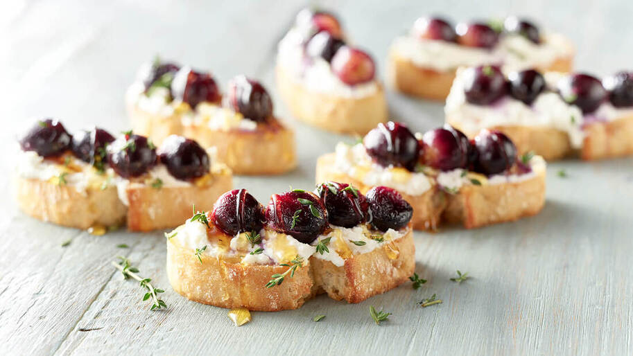 Ricotta and Roasted Grape Crostini - Baked at 420